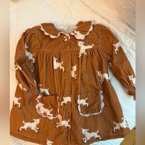 Adorable Brown Kids Dress with White Horse Print